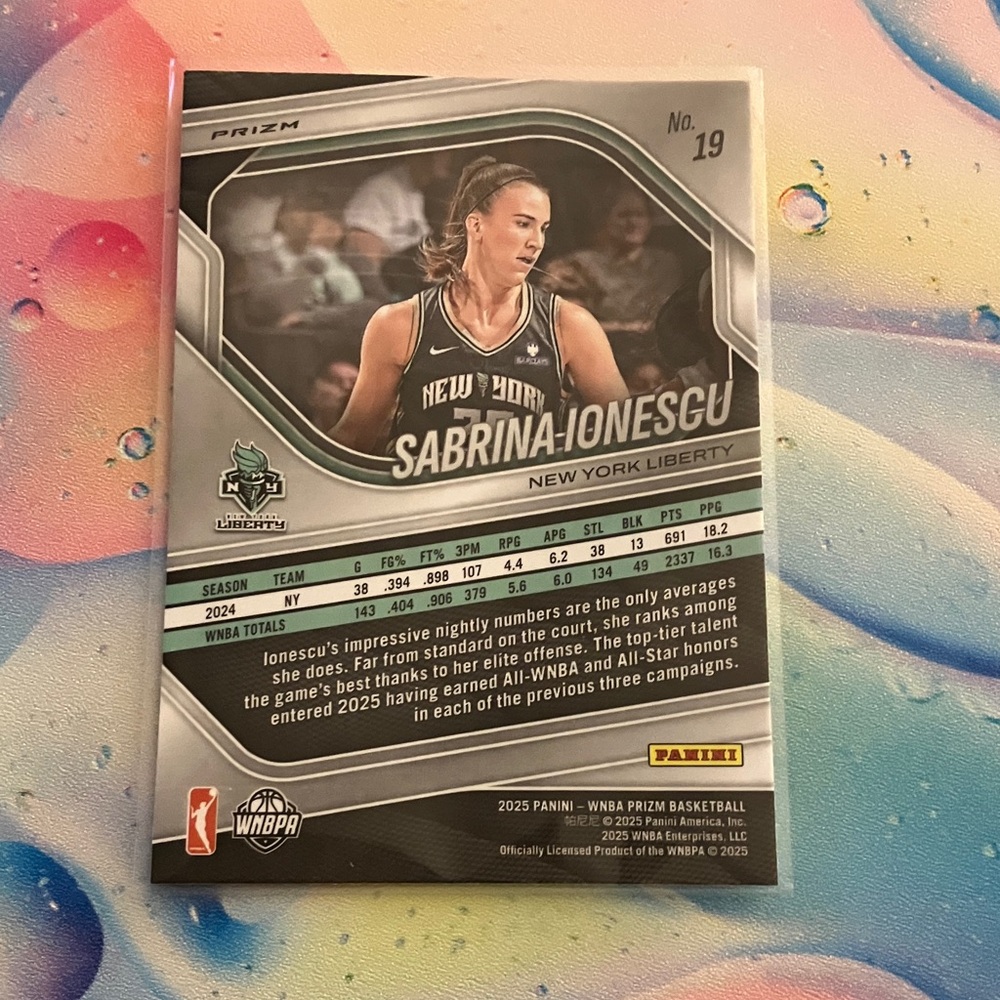 New York Liberty Sabrina Ionescu Basketball Card -WNBA - Picture 3 of 5